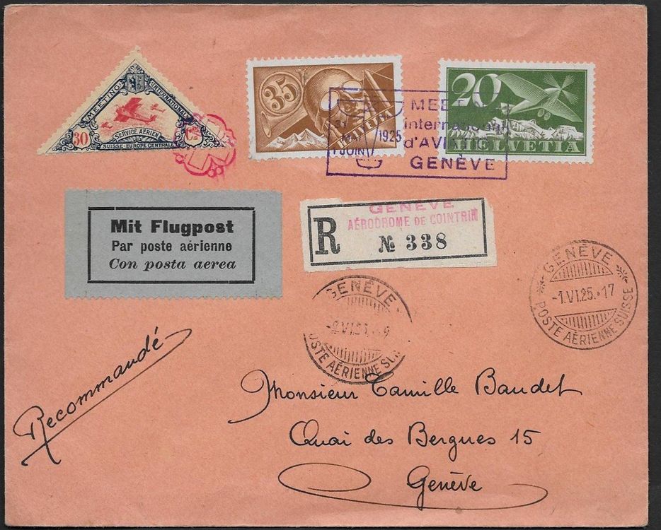 1925 Brief Geneve - Zürich F4 + F6 mit VIGNETTE Top ab 1.- (Gebraucht ...