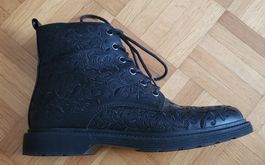 Stiefeletten bestickt mit Schnürung und Reissverschluss