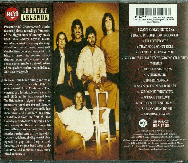 CD: Restless Heart: Country Legends CD – Nuovo (secondo la descrizione) da Steinhausen venduto da Vilivinili 1