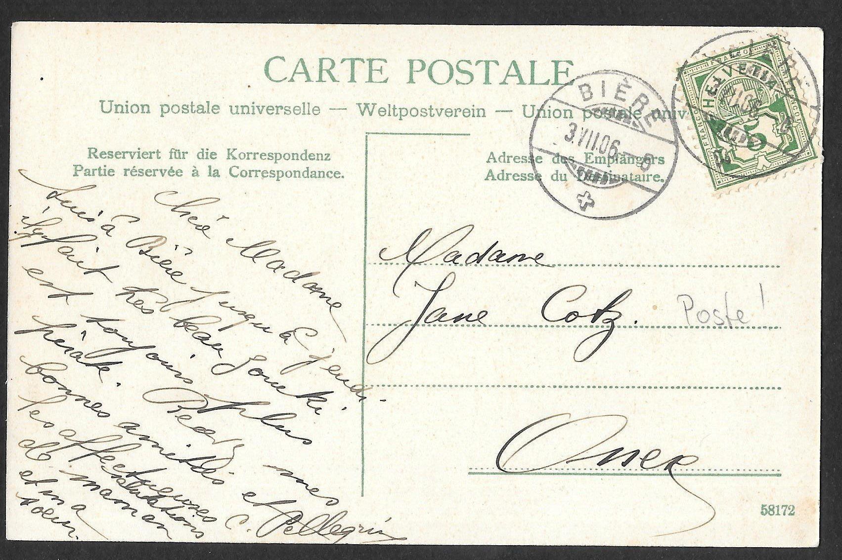 Cartoline postali: Bière Hôtel de la Poste coloriert – Usato da Olten venduto da clotaldi 1