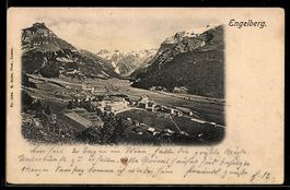 AK Engelberg, Ortsansicht mit Kloster und Bergen
