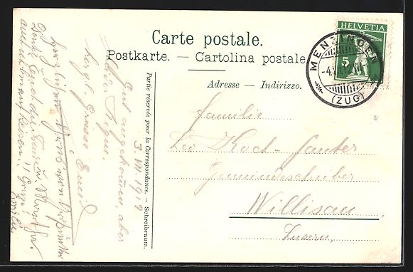 Cartoline postali: AK Menzingen, Kurhaus Schloss Schwandegg – Usato da Berlin venduto da bartko-reher 1