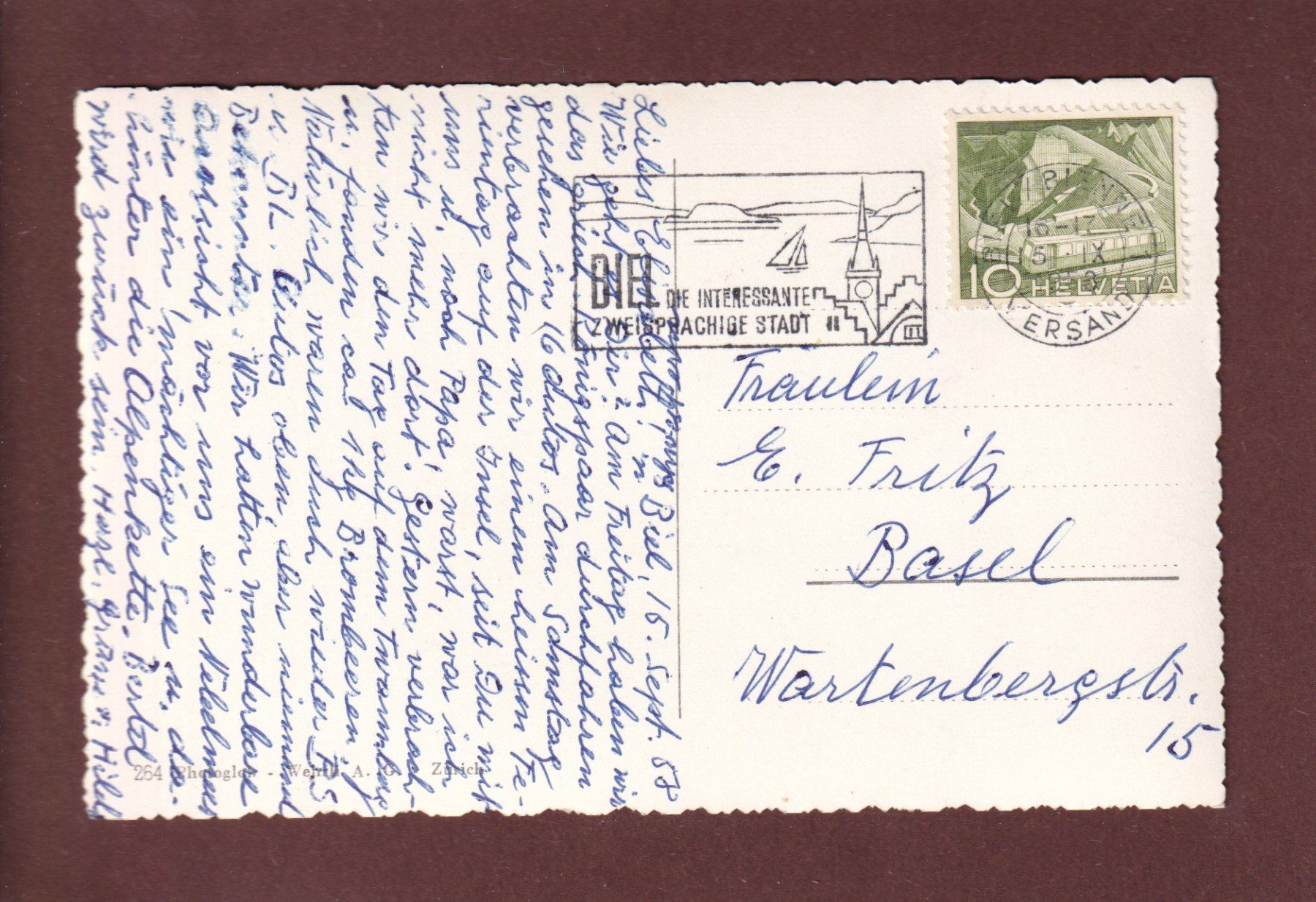 Cartoline postali: BIEL und Umgebung - 1958 – Usato da Pully venduto da nicecards 1