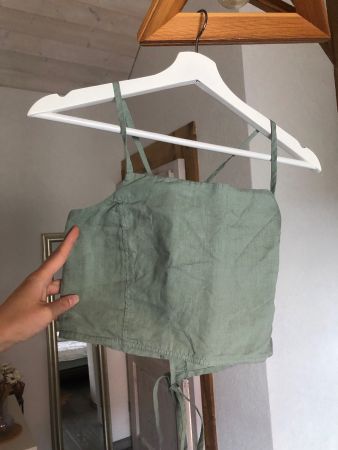 A LOT LESS Lena Meyer Landrut Top vert sauge bohème 100% lin