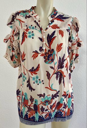 🌸 PAUL & JOE SISTER Seiden Bluse Blumen & Vögel Gr. 38 🌸