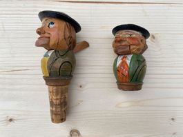 2 schöne alte geschnitzte Brienzer Holzfiguren für Korken