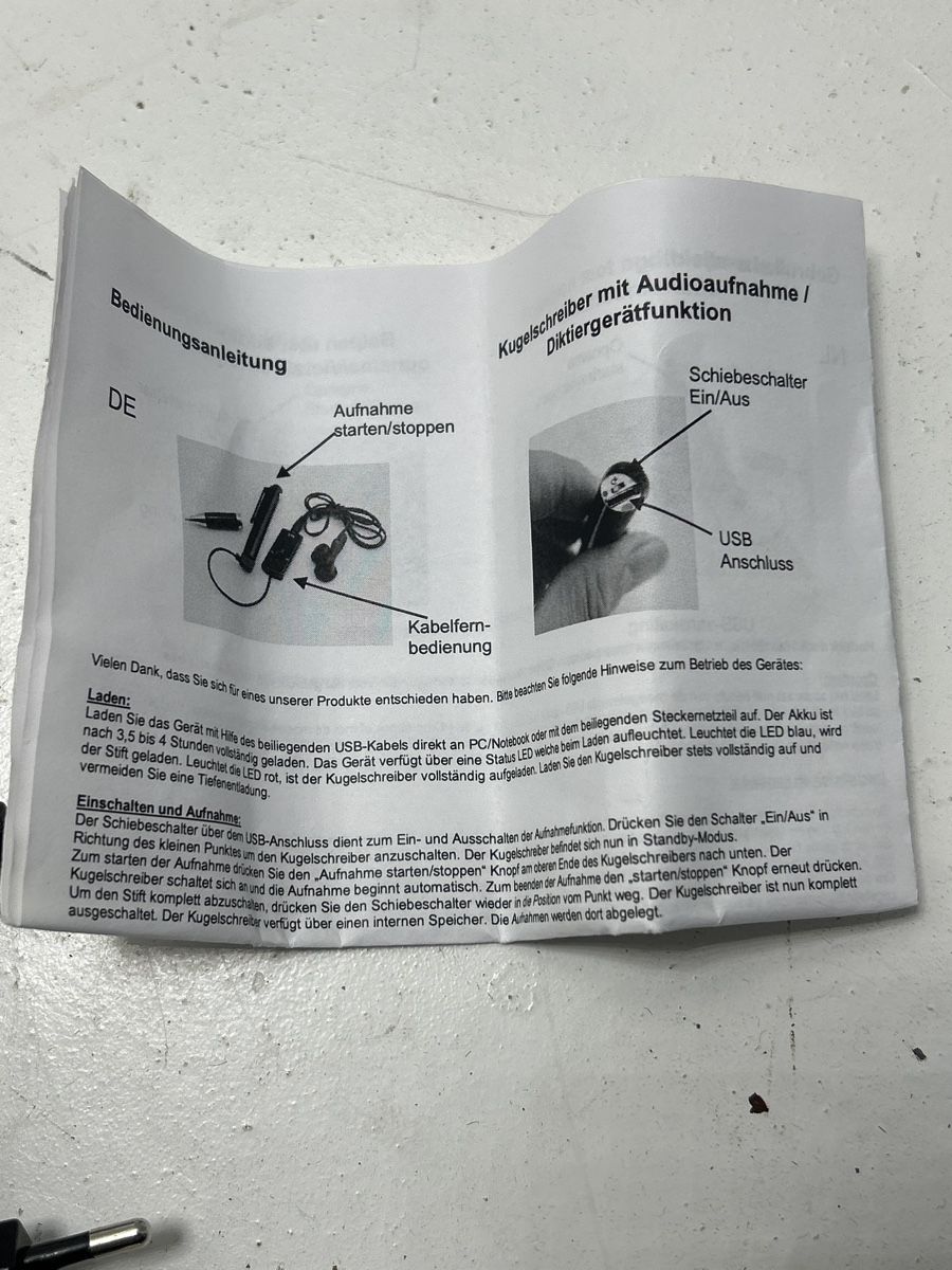 Registratori: Kugelschreiber mit Audiorecorder - Diskret aufnehmen! – Usato da Madiswil venduto da Bilranis1071 3