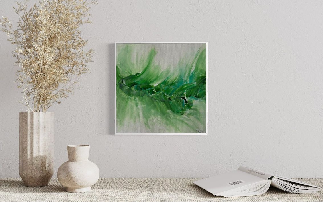 Dipinti: 30x30cm Bild grün "Grasglitzern" – Nuovo e nell'imballaggio originale da Urdorf venduto da manuela4