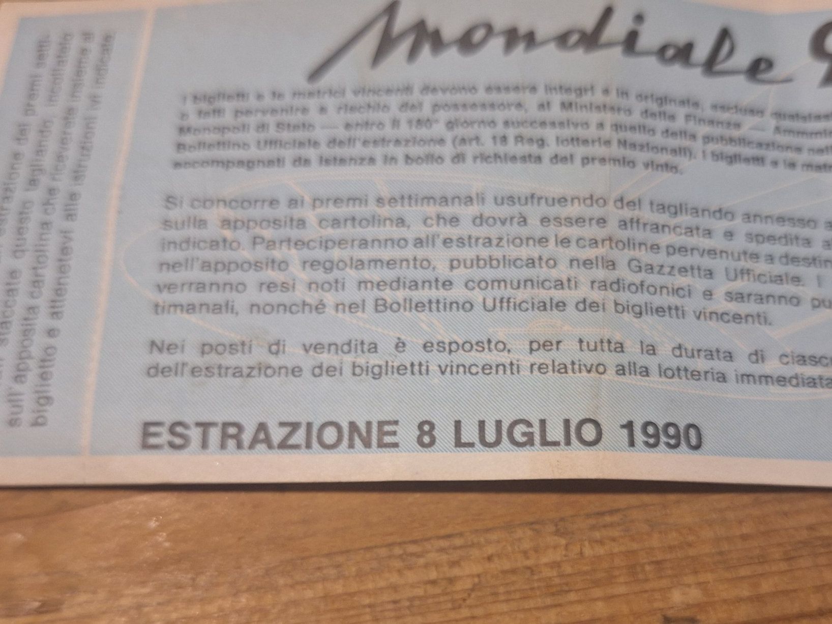 Biglietti: Lotteria Italia 1990 Juli 1990 – Usato da Bellinzona venduto da LA-ropa-de-Juan 2