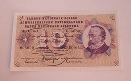 Banknote 10 Fr. 1974  (ungefaltet)  (beachte Serien-Nummer)