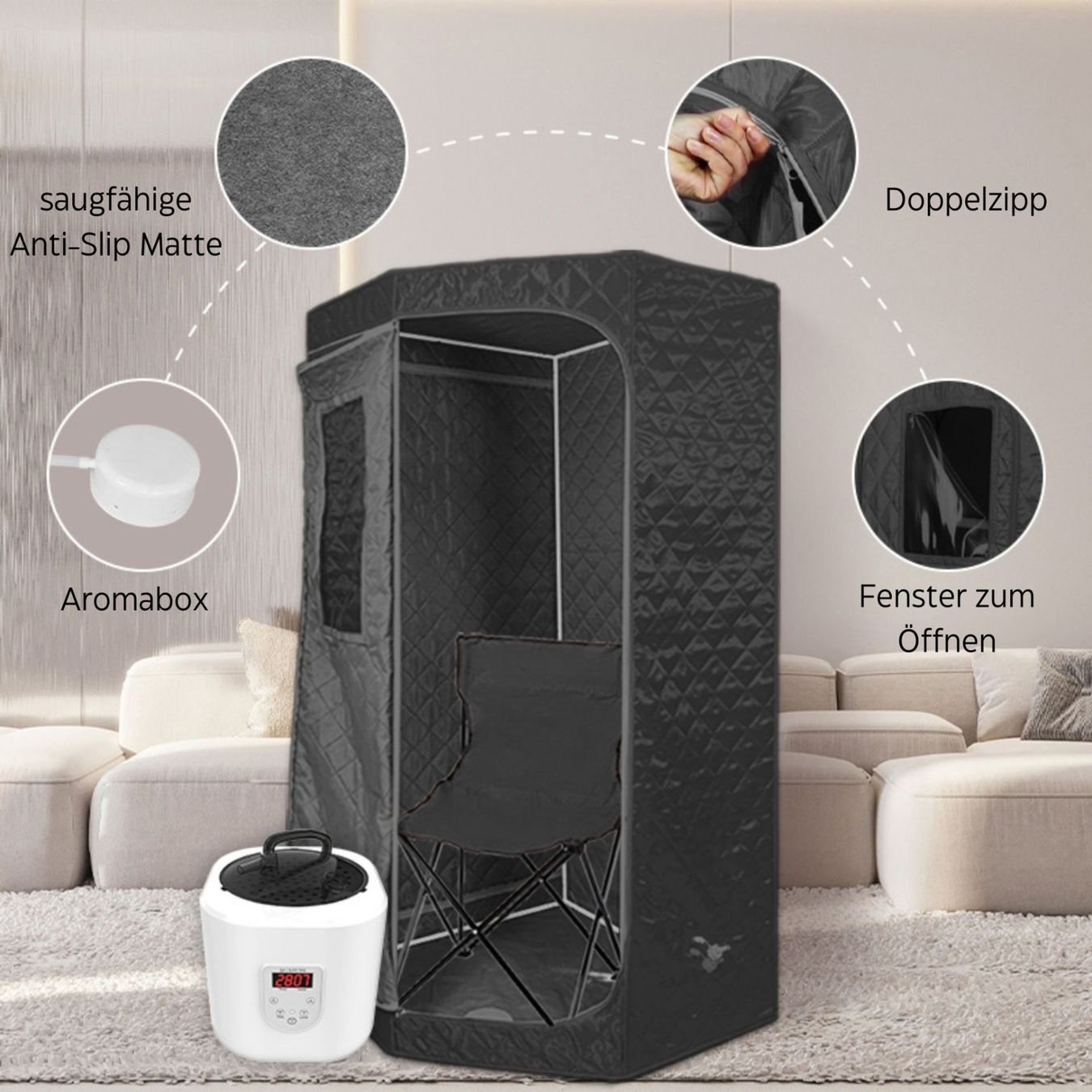 Sauna & Accessori: Tragbare Dampfsauna SANTANDER mit 3.6 Liter Dampfgenerator – Nuovo e nell'imballaggio originale da Wallenwil venduto da toesstal-vertrieb 7