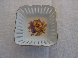 Porzellan Schälchen, Goldrand/florales Sujet Reutter Germany