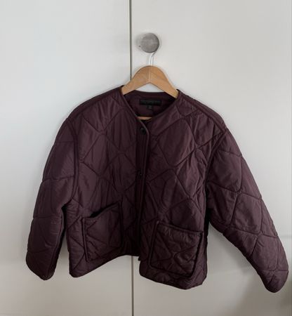 Zara Quilted Jacket Dark Purple Size S
