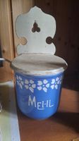 Boîte à farine décorée vintage bleu avec couvercle