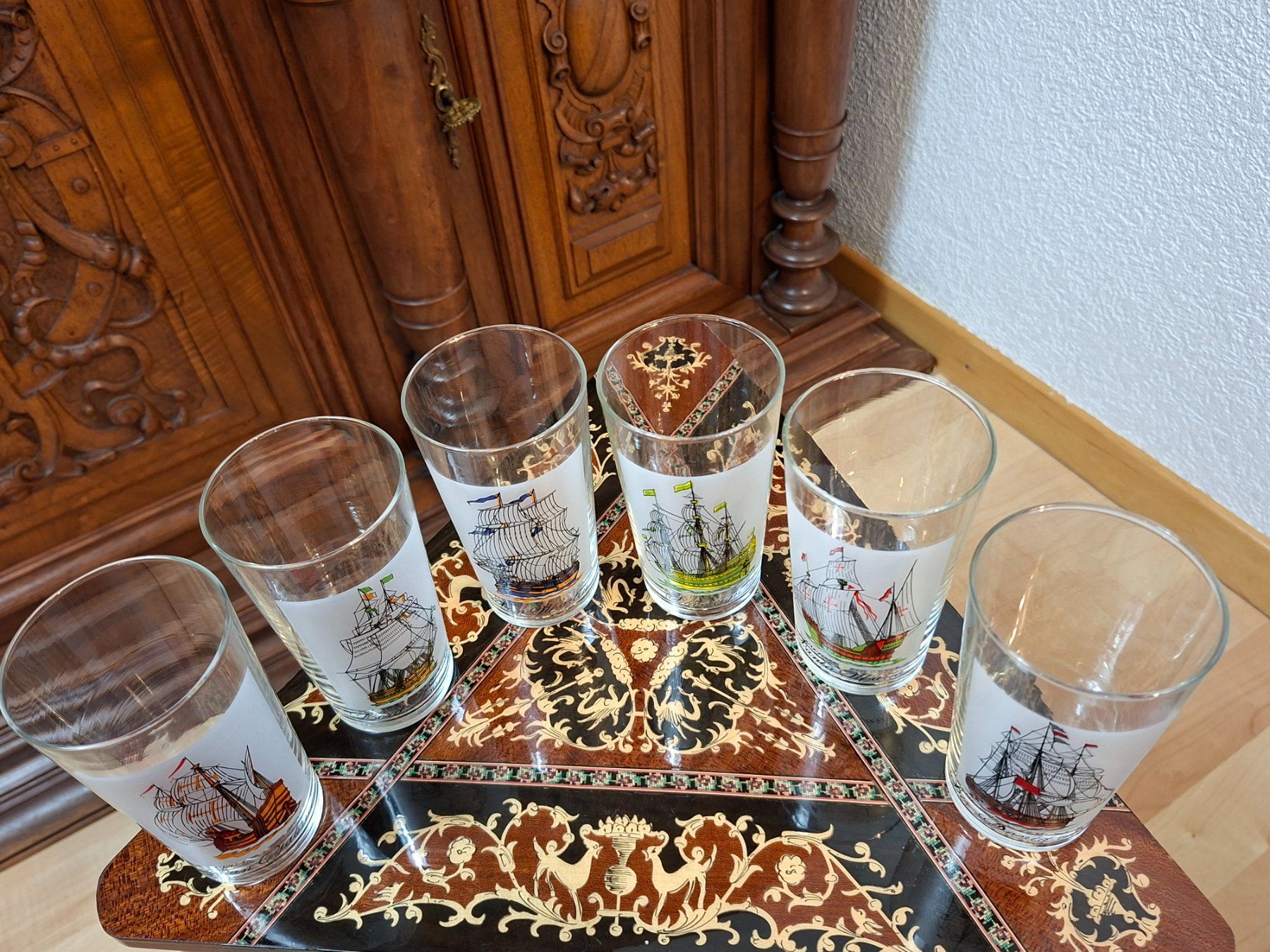 Bicchieri: 6er Set Vintage Glaeser Schiffe Motive – Usato da Steffisburg venduto da ZeitReise_ 3