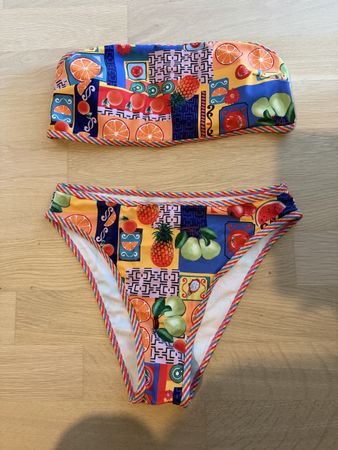 Bikini Bandeau High Waist Fruit Print Multi-Coloured Size S
