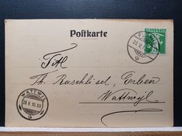 KONSUM-VEREIN, DEGERSHEIM, 1910, STEMPEL, FLAWIL, WATTWIL.
