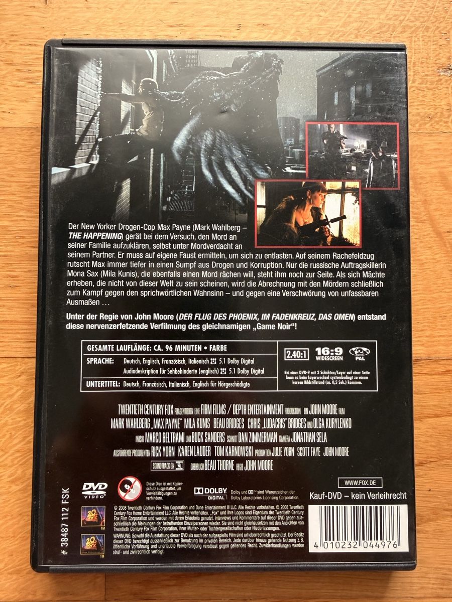 Tutti i DVDs: Max Payne - DVD mit Mark Wahlberg – Usato da Kölliken venduto da nerdorado 1