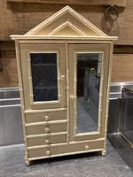 Armoire poupée vintage en bambou/ Puppenschrank bambou alt