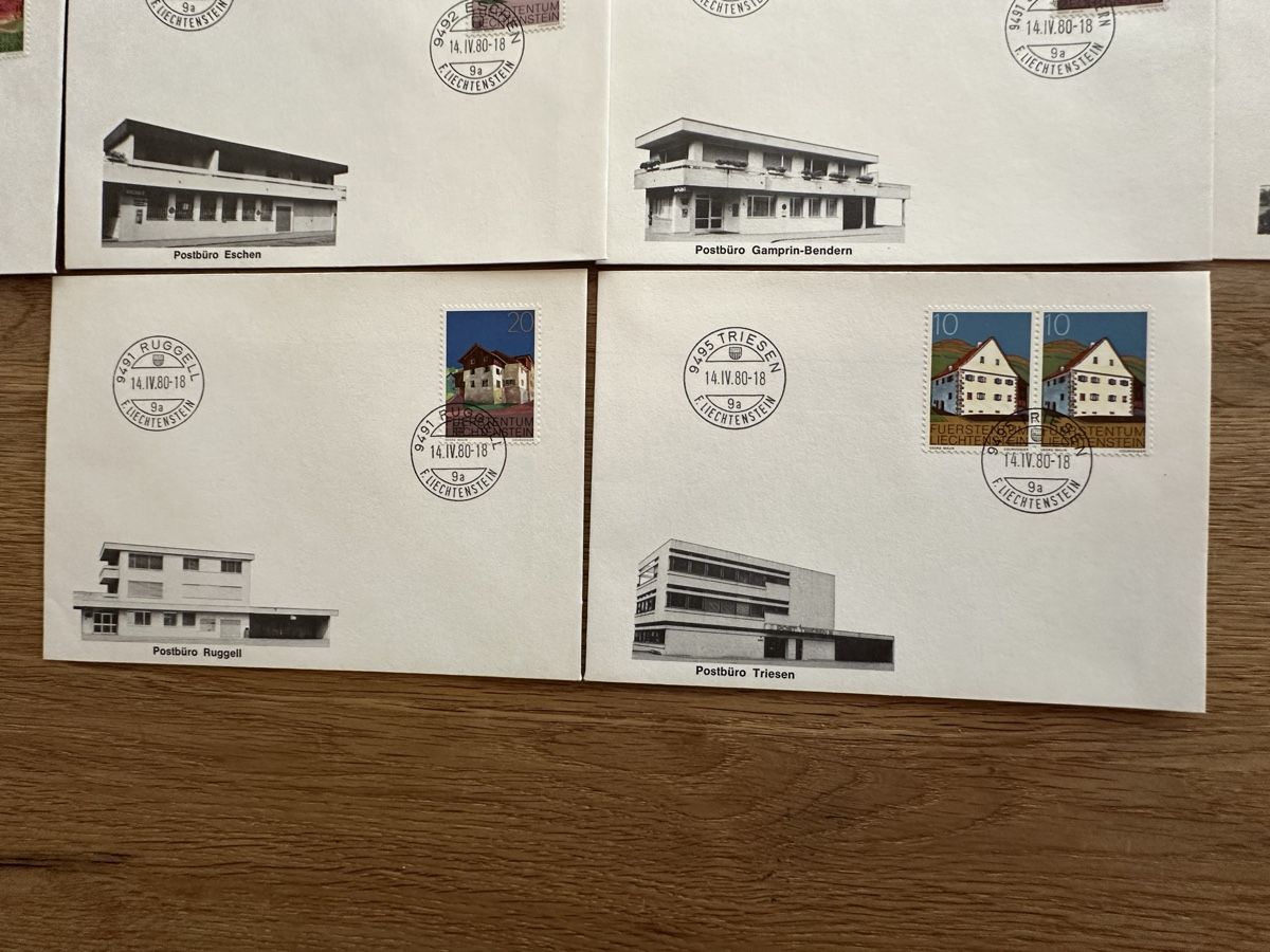 Tutti i francobolli: Liechtenstein - 1980 26x Postämter FDC – Usato da Schmitten / FR venduto da Samsara169 4