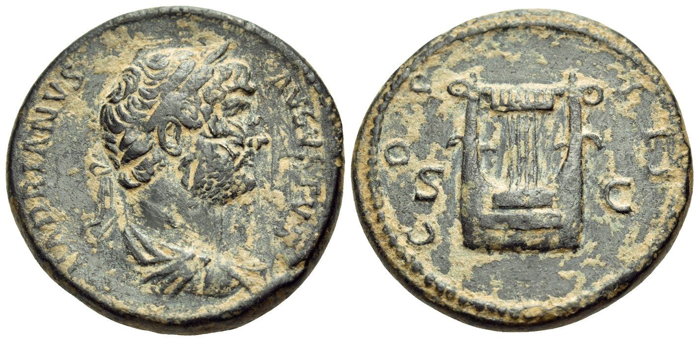 Tutti le monete: HADRIAN bronze As - lyre – Usato da La Sarraz venduto da classicworldcoins