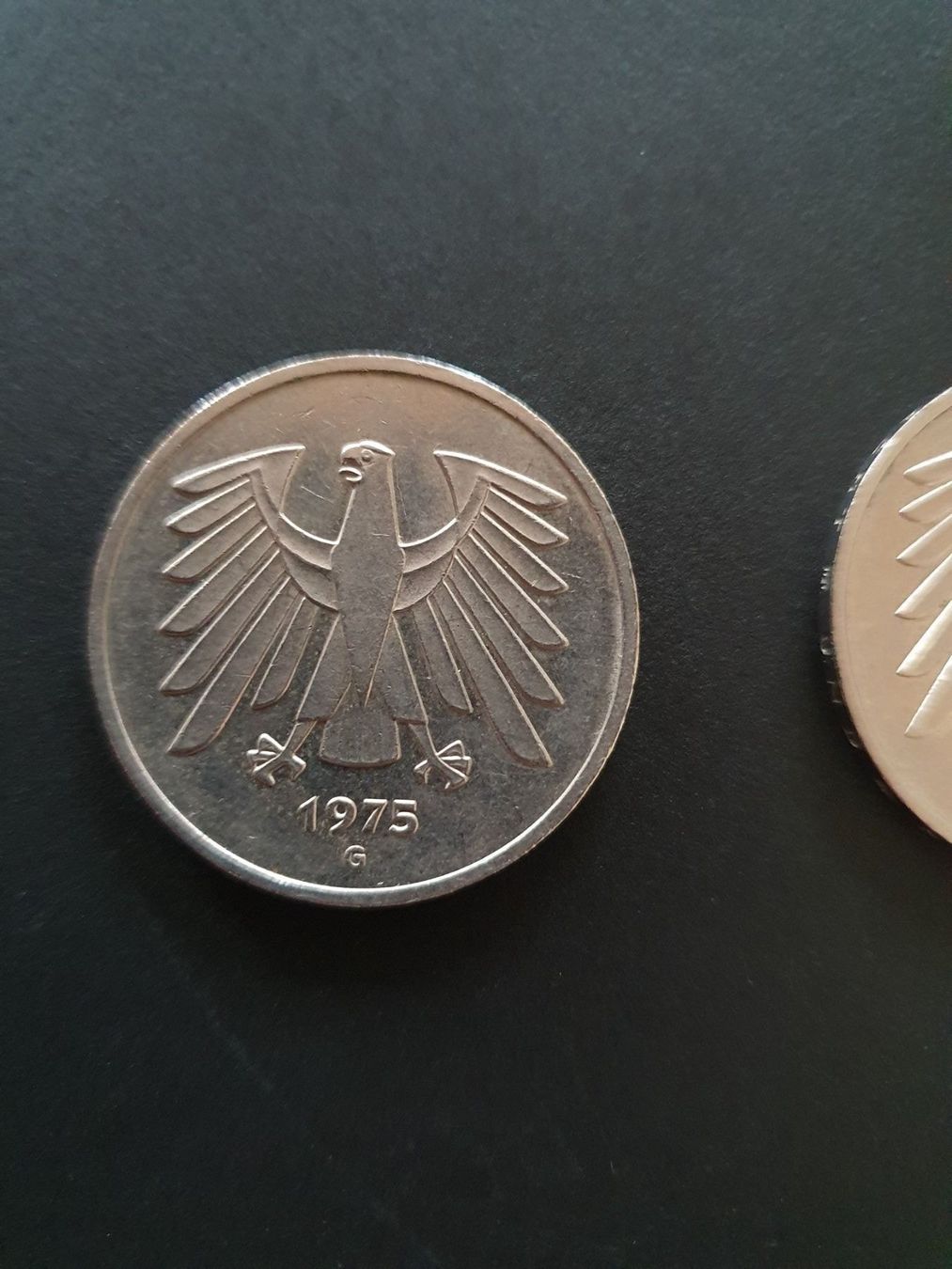 Alle Münzen: 5 Deutsche Mark, 2 Stk., 1975, G und D – Gebraucht aus Rheineck von Jmurmeli