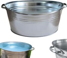 Zinkwanne oval 40 Liter wasserdicht mit Griffen Pflanzkübel