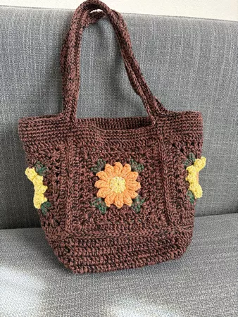 Tasche braun Blumenmuster Neu hochwertige Baumwolle