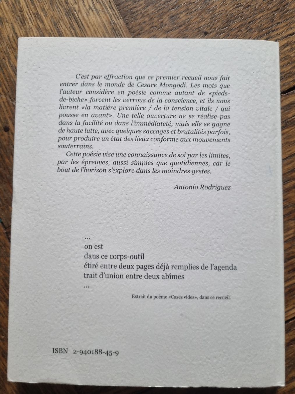 Libri: recueil de poèmes "Pieds-de-biche" de Cesare Mongodi – Usato da Fribourg venduto da sal_5ln6 1
