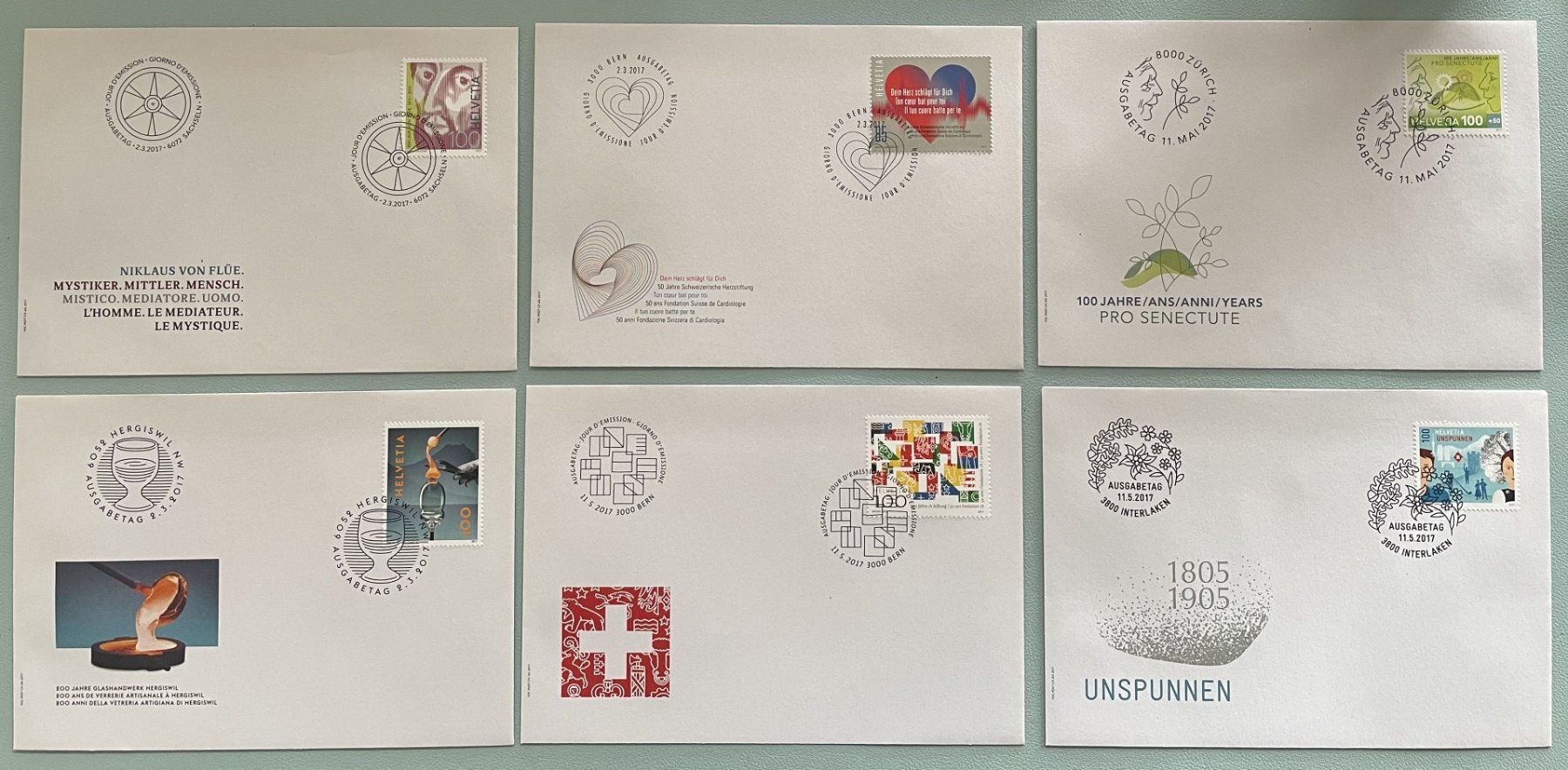 Tutti i francobolli: 2017 6 verschiedene FDC – Usato da Eggersriet venduto da stamp303