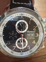 Herren Uhr Ingersoll Automatik Edelstahl Leder schwarz 50mm