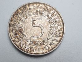 🇩🇪 Germany 5 Mark 1966 F Silver 11.2 g .625