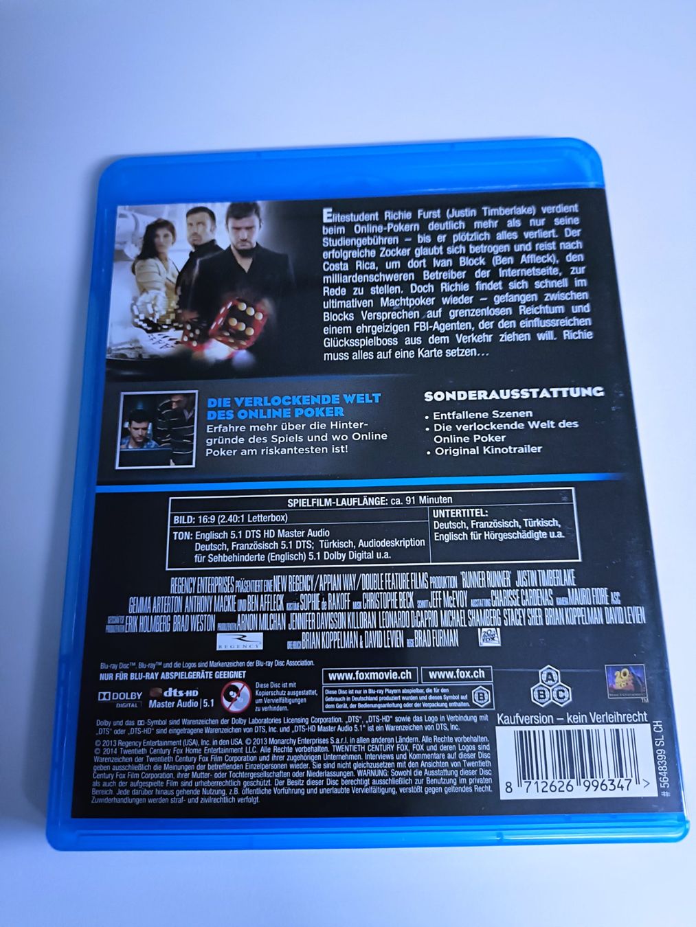 Tutti i DVDs: Runner Runner - Blu-ray mit Justin Timberlake & Ben Affleck – Nuovo (secondo la descrizione) da Köniz venduto da Movieportal007 1