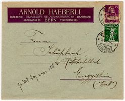 Tell + Tellknabe MiF auf Beleg von BERN nach ENGGISTEIN