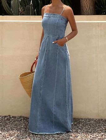 Lässiges Denim-Maxikleid