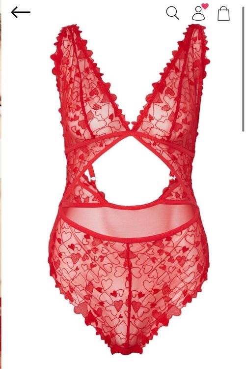 UNDIZ body dentelle & cœurs rouge XL (Neuf avec emballage d'origine) à ...
