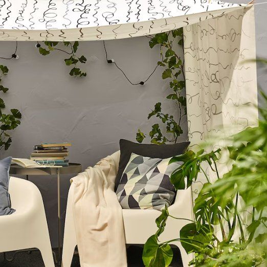🤩6 STK 3 IKEA GARTENSTÜHLE WEISS PLASTIK & 3 KISSEN GRAU Kaufen auf