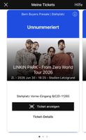 2x Linkin Park Zürich 30.06.2026, Stehplatz vorne