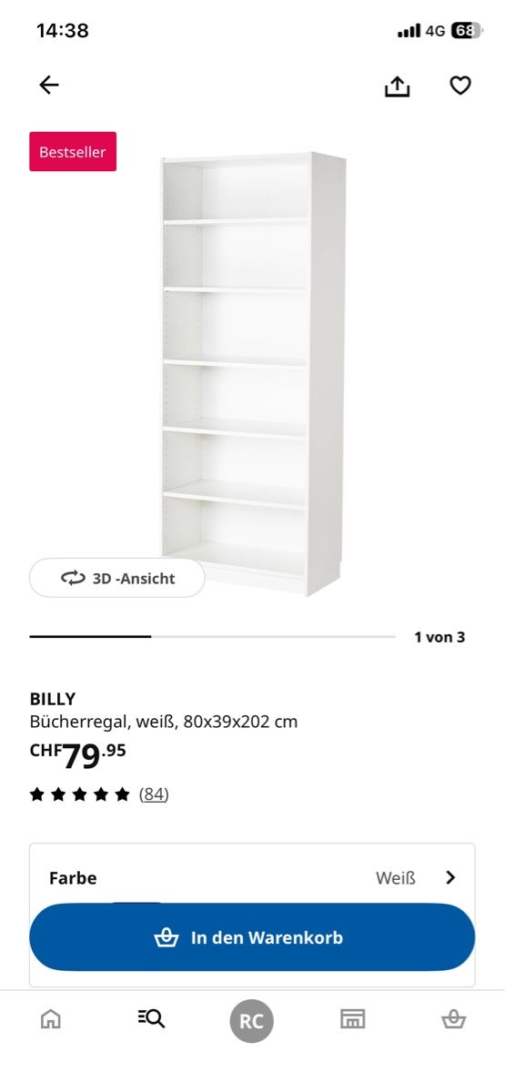 Étagères: Regal weiss mit 6 Fächern - Billy IKEA – D'occasion à Dietikon par raq_769h 3