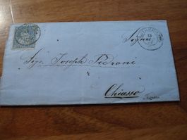Faltbrief sitzende Helvetia 1866, Rothenburg - Chiasso