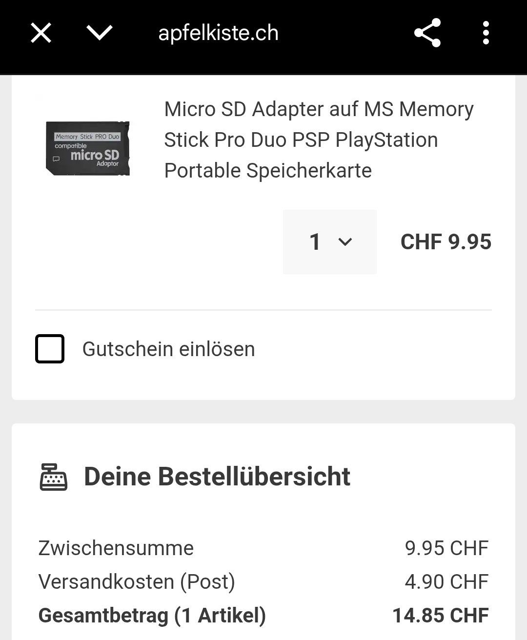 Sony Schede di memoria: MemoryStick PRO Duo << Micro SD Speicherkarte Adapter – Nuovo e nell'imballaggio originale da Uster venduto da -FPS- 1