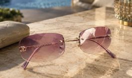 CHANEL Vintage Y2K Sonnenbrille Randlos Rosa/Lila 