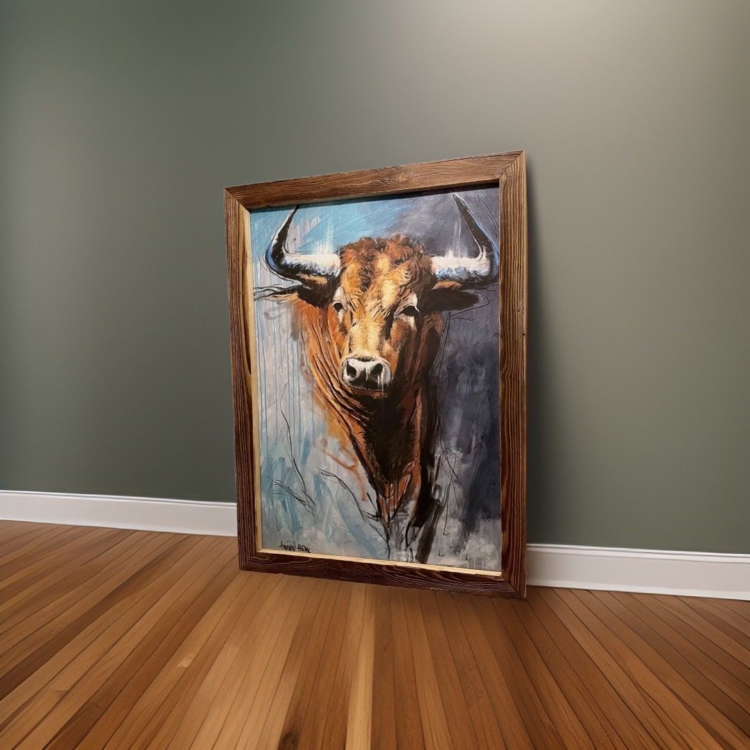 Foto & Immagini: Bild Stier Kunstdruck auf Leinwand, Holzrahmen – Usato da Brunnen venduto da Holz-style