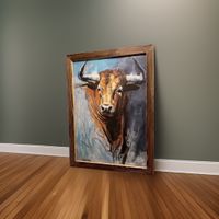 Bild Stier Kunstdruck auf Leinwand, Holzrahmen