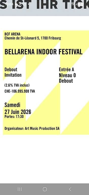 Biglietti: 2 billets pour Bellarena 27 juin – Usato da marly venduto da Leg_chipie21