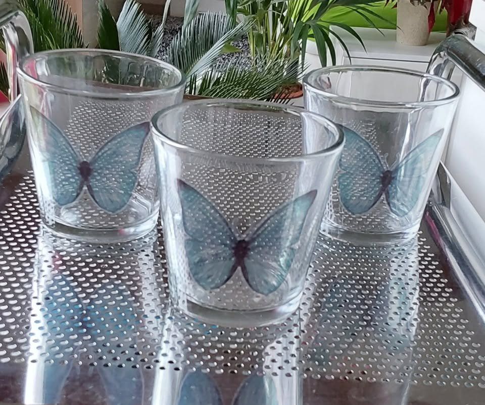 Toutes les décorations: 3 Windlichter Gläser Schmetterling – Neuf (Voir description) à Aarburg par Glitzerschein