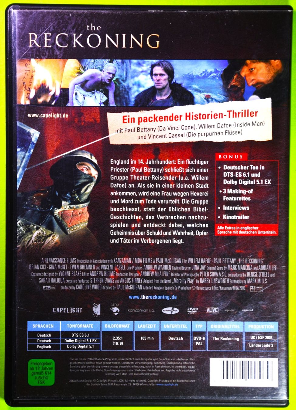 Tutti i DVDs: THE RECKONING / EIN PACKENDER HISTORIEN - THRILLER ! – Nuovo (secondo la descrizione) da Luzern venduto da piro12 1