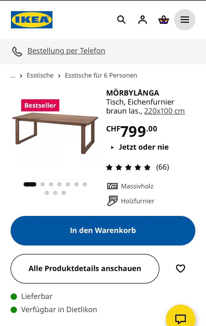 Ikea Tavoli: MÖRBYLÅNGA Tisch / kitchen table – Usato da Zürich venduto da wil_9hpz 4