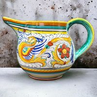 Ancien pichet DERUTA en céramique peinte à la main. Italie
