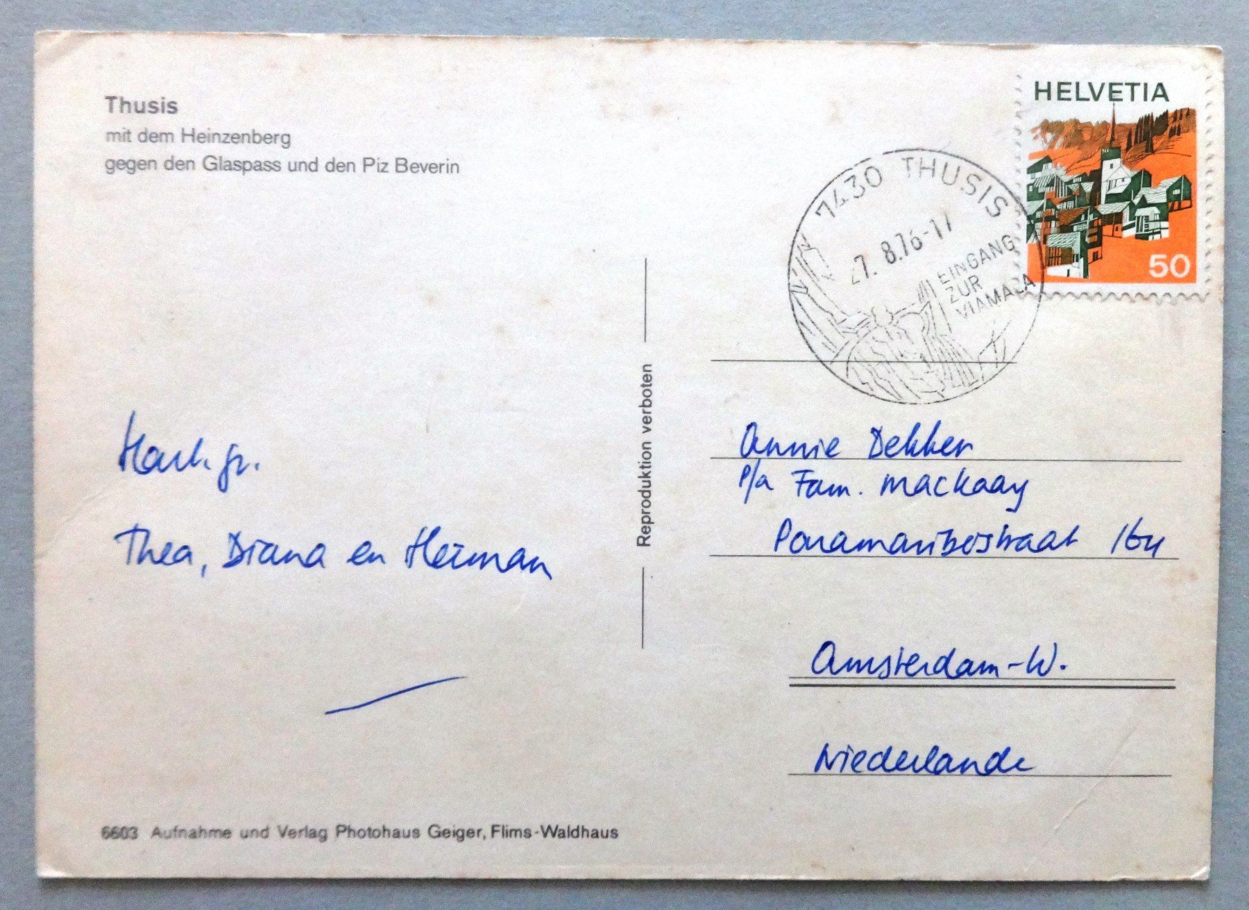 Cartes postales: Thusis mit dem Heinzenberg – D'occasion à Fétigny par Billy2miny 1